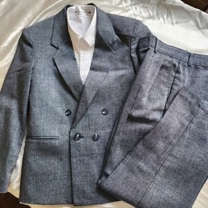 Michael James Boys Grey Double Breasted Suit Set Size 12R Vintage Made in USA